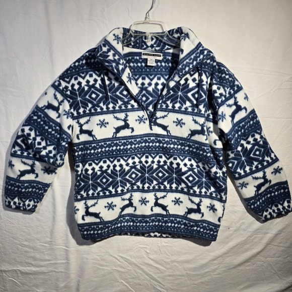 Jennifer Moore Reindeer Fleece Pullover Petite Medium Christmas Holiday - Picture 1 of 7